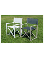 AMBRA folding chair in aluminum and white or dove gray textilene for garden terraces hotel bar restaurants contract