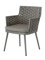 CHILTER Silla con reposabrazos en aluminio y cuerda y cojín de asiento incluido para jardín interior y exterior y terrazas
