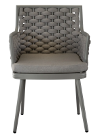 CHILTER Silla con reposabrazos en aluminio y cuerda y cojín de asiento incluido para jardín interior y exterior y terrazas