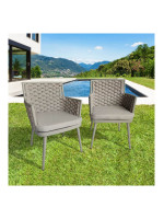 CHILTER chair with armrests in aluminum and rope and seat cushion included for indoor and outdoor