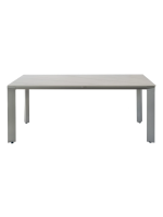 ANDINA Mesa de 180x90 cm en aluminio y tapa vitrocerámica para jardín o terraza o balcón
