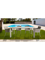 ANDINA 180x90 cm Tisch aus Aluminium und Glaskeramikplatte für Garten, Terrasse oder Balkon