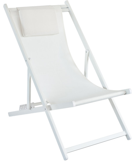 BATAM folding deckchair in aluminum and white or dove gray textilene fabric for home or contract