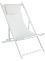 BATAM folding deckchair in aluminum and white or dove gray textilene fabric for home or contract