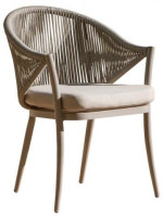 ALESTER Conjunto de 2 sillones y 1 mesa de centro aluminio blanco o gris tórtola con cuerda y cojín incluido para exterior