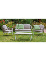 KESY weißes Aluminium Lounge Set und Sandkissen für draußen und drinnen