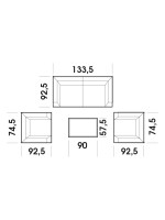 AMOBEL anthracite aluminum living room set and gray cushions for garden or terrace