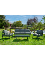 DEDALO ensemble de salon en aluminium anthracite et coussins gris pour jardin ou terrasse