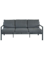 DEDALO anthracite aluminum living room set and gray cushions for garden or terrace
