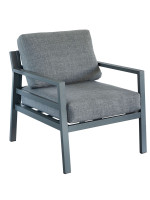 DEDALO ensemble de salon en aluminium anthracite et coussins gris pour jardin ou terrasse