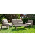 DECRA set salotto in alluminio bianco o tortora e cuscini tortora per giardino o terrazzo