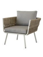 TUPANA ensemble de salon en aluminium blanc et coussins de sable pour l'extérieur et l'intérieur
