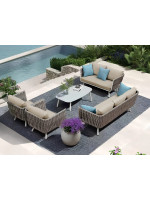 TUPANA white aluminum lounge set and sand cushions for outdoors and indoors