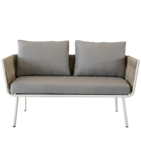 TUPANA ensemble de salon en aluminium blanc et coussins de sable pour l'extérieur et l'intérieur