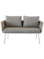 TUPANA ensemble de salon en aluminium blanc et coussins de sable pour l'extérieur et l'intérieur