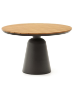 CRETA Ø120 table piètement en aluminium gris et plateau en bois de teck massif pour l'intérieur et l'extérieur
