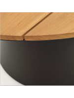 CRETA tavolo Ø120 piano in legno massello di teck e base in alluminio grigio per interno e per esterno