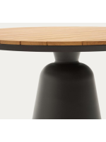 CRETA tavolo Ø120 piano in legno massello di teck e base in alluminio grigio per interno e per esterno