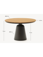 CRETA tavolo Ø120 piano in legno massello di teck e base in alluminio grigio per interno e per esterno