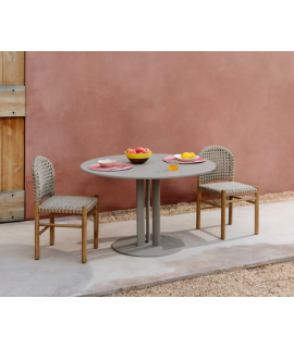 DALIS tavolo Ø 80 o Ø 120 cm in acciaio e piano in alluminio tortora design per esterno e interno