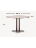 DALIS tavolo Ø 80 o Ø 120 cm in acciaio e piano in alluminio tortora design per esterno e interno