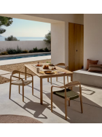 ANACLETO table 200x100 cm in solid acacia wood with white finish