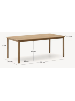 ANACLETO tavolo 200x100 cm fisso in legno massello di acacia per interno e per esterno