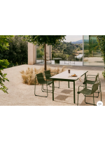 OLIVIA table fixe 223x101 en acier galvanisé vert et plateau en carrelage design pour extérieur et intérieur