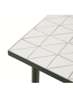 OLIVIA table fixe 223x101 en acier galvanisé vert et plateau en carrelage design pour extérieur et intérieur