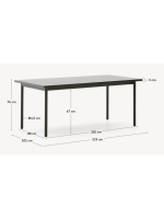 OLIVIA table fixe 223x101 en acier galvanisé vert et plateau en carrelage design pour extérieur et intérieur