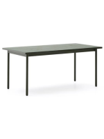 DUAL table fixe 182x91 en acier galvanisé vert et plateau en carrelage design pour extérieur et intérieur