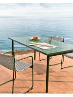 DUAL fixed table 182x91 in green galvanized steel and tile top design for outdoor and indoor