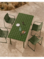 DUAL fixed table 182x91 in green galvanized steel and tile top design for outdoor and indoor