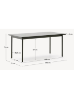 DUAL table fixe 182x91 en acier galvanisé vert et plateau en carrelage design pour extérieur et intérieur