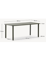RENOR 180x90 in green galvanized steel table for terrace garden