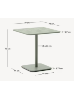 MEDISON 70x70 mesa en acero galvanizado color turquesa para terraza jardin
