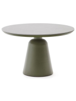 ESTERS tavolo Ø120 piano in ceramica e base in alluminio verde per interno e per esterno