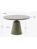 ESTERS tavolo Ø120 piano in ceramica e base in alluminio verde per interno e per esterno