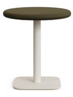 SYLVAN table avec plateau en béton Ø 70 et piètement en métal peint en blanc pour bars glaciers restaurants