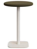 ORSON tavolo alto 96 cm con piano Ø 70 in cemento e base in metallo verniciato bianco per bar gelaterie ristoranti