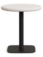 PETAL Mesa con tapa de cemento blanco de Ø 70 y base de metal pintado en negro para bares heladerías restaurantes