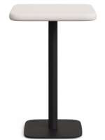 CHEVY Table 96 cm de hauteur avec plateau en béton blanc 70x70 et piètement en métal peint noir pour bars glaciers restaurants