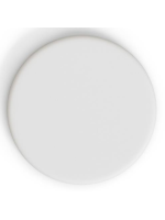 RUDO tavolo alto 96 cm con piano Ø 70 in cemento bianco e base in metallo verniciato nero per bar gelaterie ristoranti