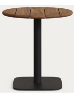 AGAHA table top Ø 70 in solid acacia wood walnut finish and black metal base for bars ice cream shops restaurants
