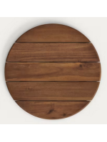 AGAHA table top Ø 70 in solid acacia wood walnut finish and black metal base for bars ice cream shops restaurants