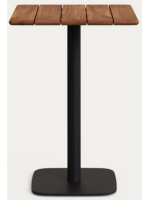 CUORI table 99cm tall top 70x70 in solid acacia wood walnut finish and black metal base for bars ice cream shops restaurants
