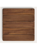 FORMALS Tischplatte 70x70 aus massivem Akazienholz NussbaumFinish und schwarzer Metallsockel für Bars Eisdielen und Restaurants