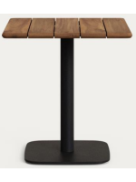 FORMALS tavolo piano 70x70 in legno massello di acacia finitura noce e base in metallo nero per bar gelaterie ristoranti