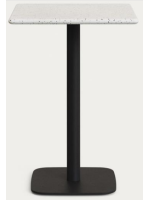 GINZE high table 99 cm top 70x70 in Venetian terrazzo concrete and black metal base for bars ice cream shops restaurants
