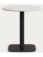 PILATO Table avec plateau Ø70 en béton terrazzo vénitien et base en métal noir pour bars glaciers restaurants